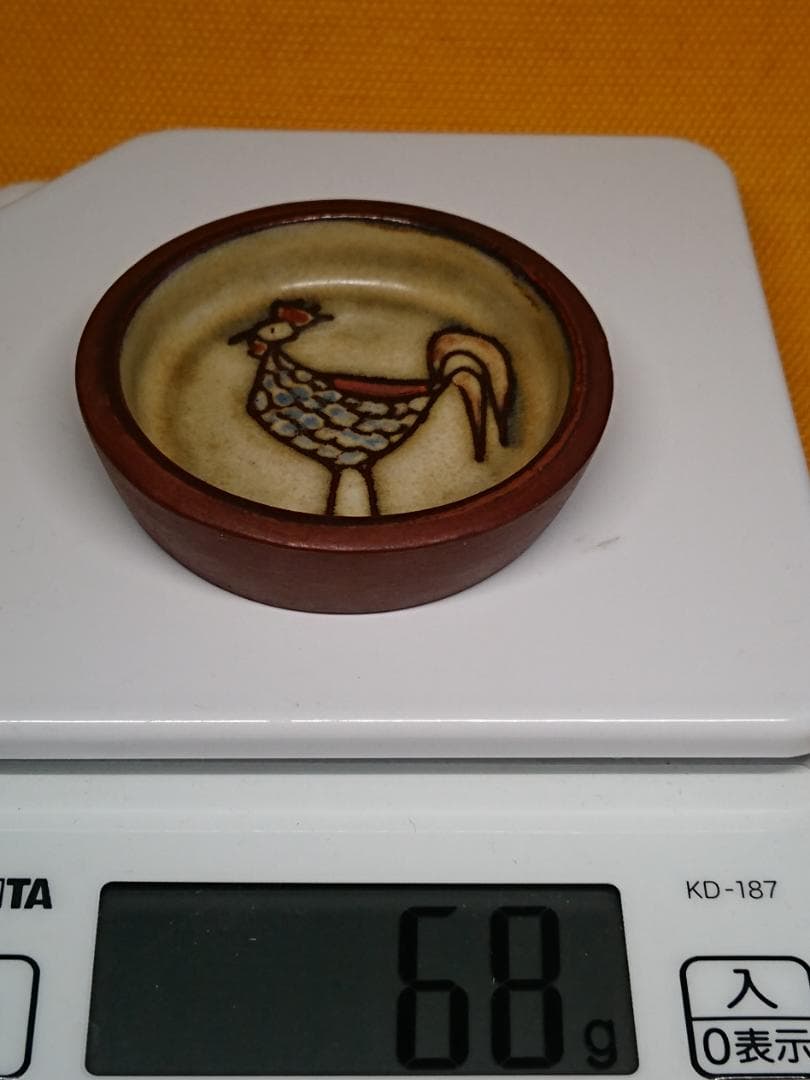 【美品】小皿　ニワトリ　陶器　置物　インテリア　工芸品　美術品　B110