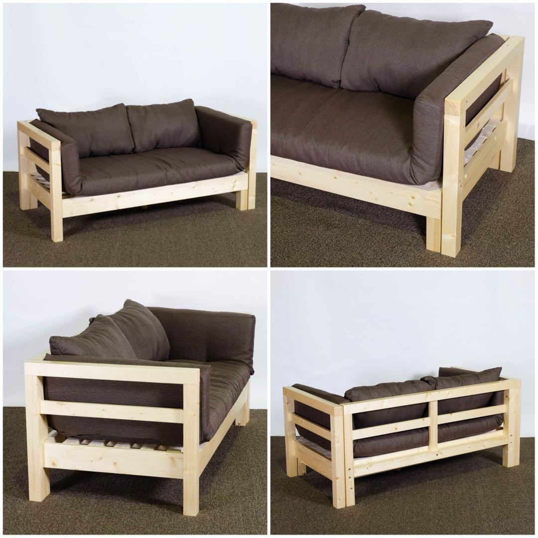 A 新品 北欧 パイン材 ソファベッド オレンジ セミシングル すのこベッド