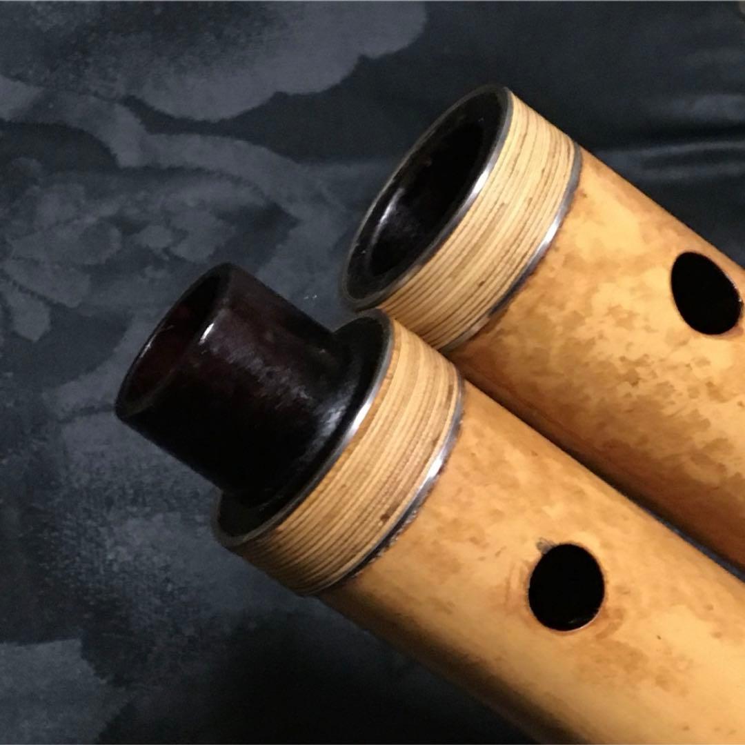 尺八 琴古流 在銘 二尺一寸管 中継ぎ 籐巻き 銀三線