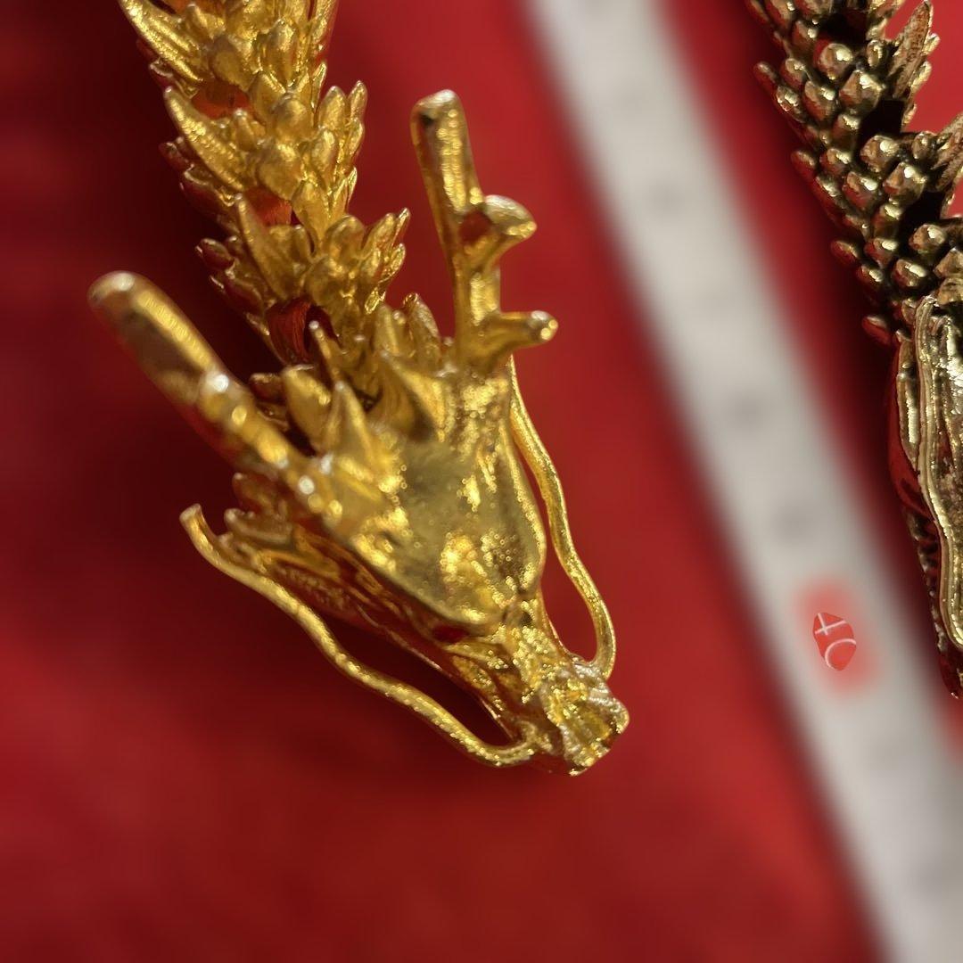 金銀ドラゴンフィギュア 置物2本せ