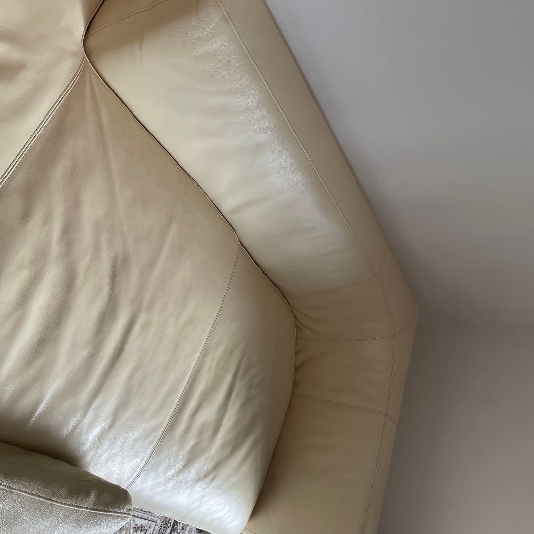 フクラ ベージュ本革コーナーソファ