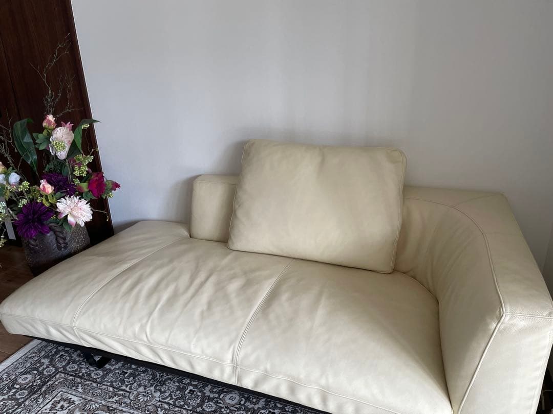 フクラ ベージュ本革コーナーソファ