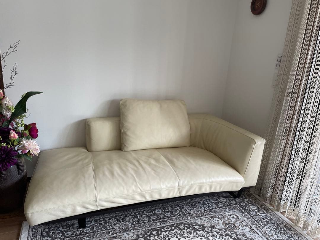 フクラ ベージュ本革コーナーソファ