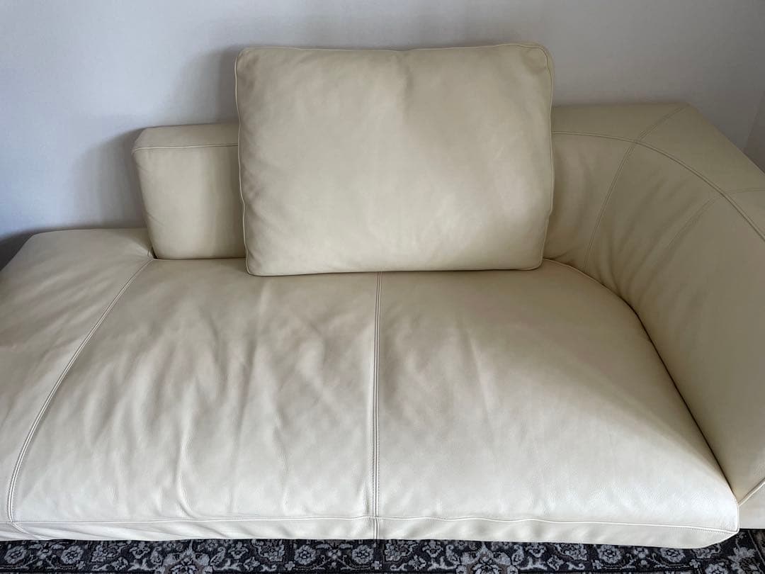 フクラ ベージュ本革コーナーソファ