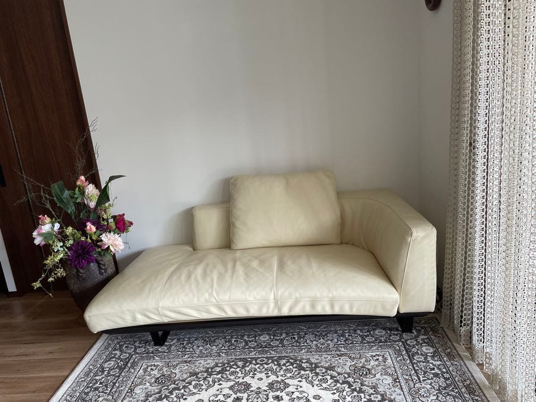 フクラ ベージュ本革コーナーソファ