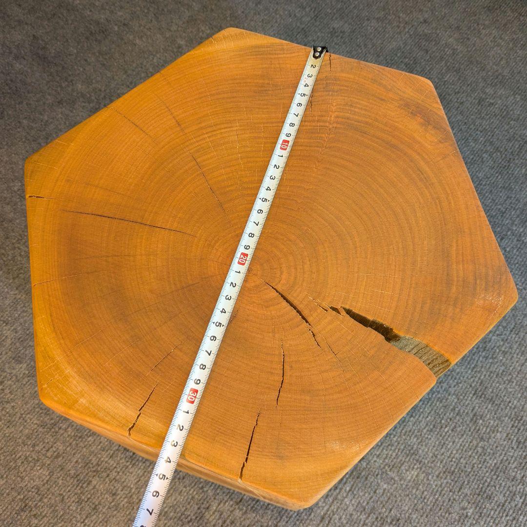 ピーナッツ様確認用　山桜　六角形　 天然木　椅子　スツール　高さ約35㎝