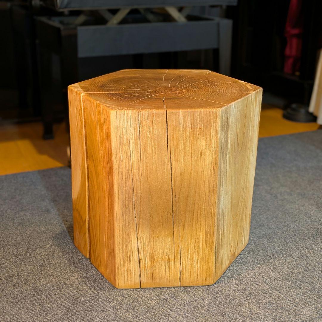 ピーナッツ様確認用　山桜　六角形　 天然木　椅子　スツール　高さ約35㎝