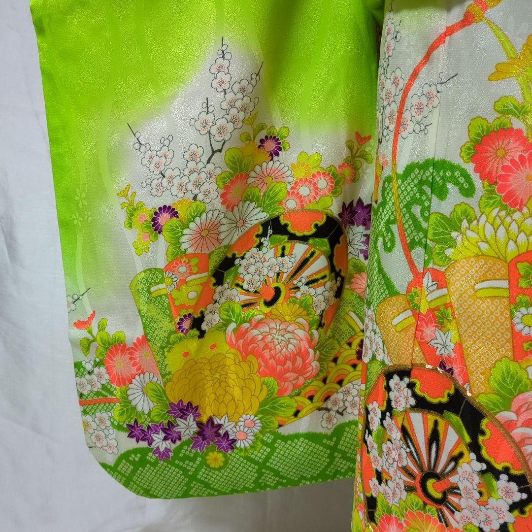 七五三　７歳用 昭和レトロ　鮮やか着物　小物一式付き