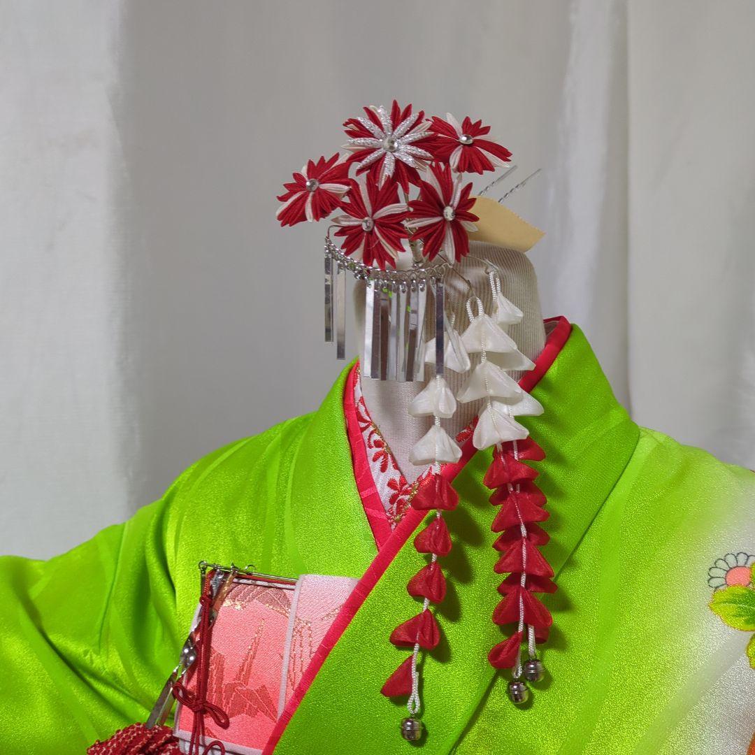 七五三　７歳用 昭和レトロ　鮮やか着物　小物一式付き