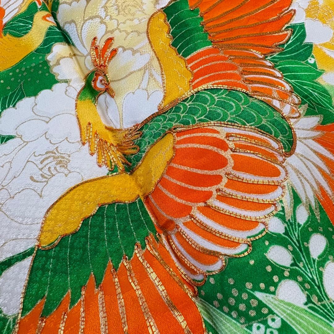 七五三 子供着物　7歳　緑　美品　鳳凰