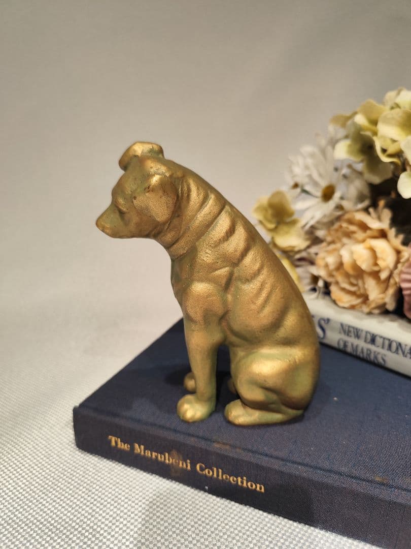 ビクター犬 金属 青銅 ゴールドニッパー犬 希少 フィギュリン Victor