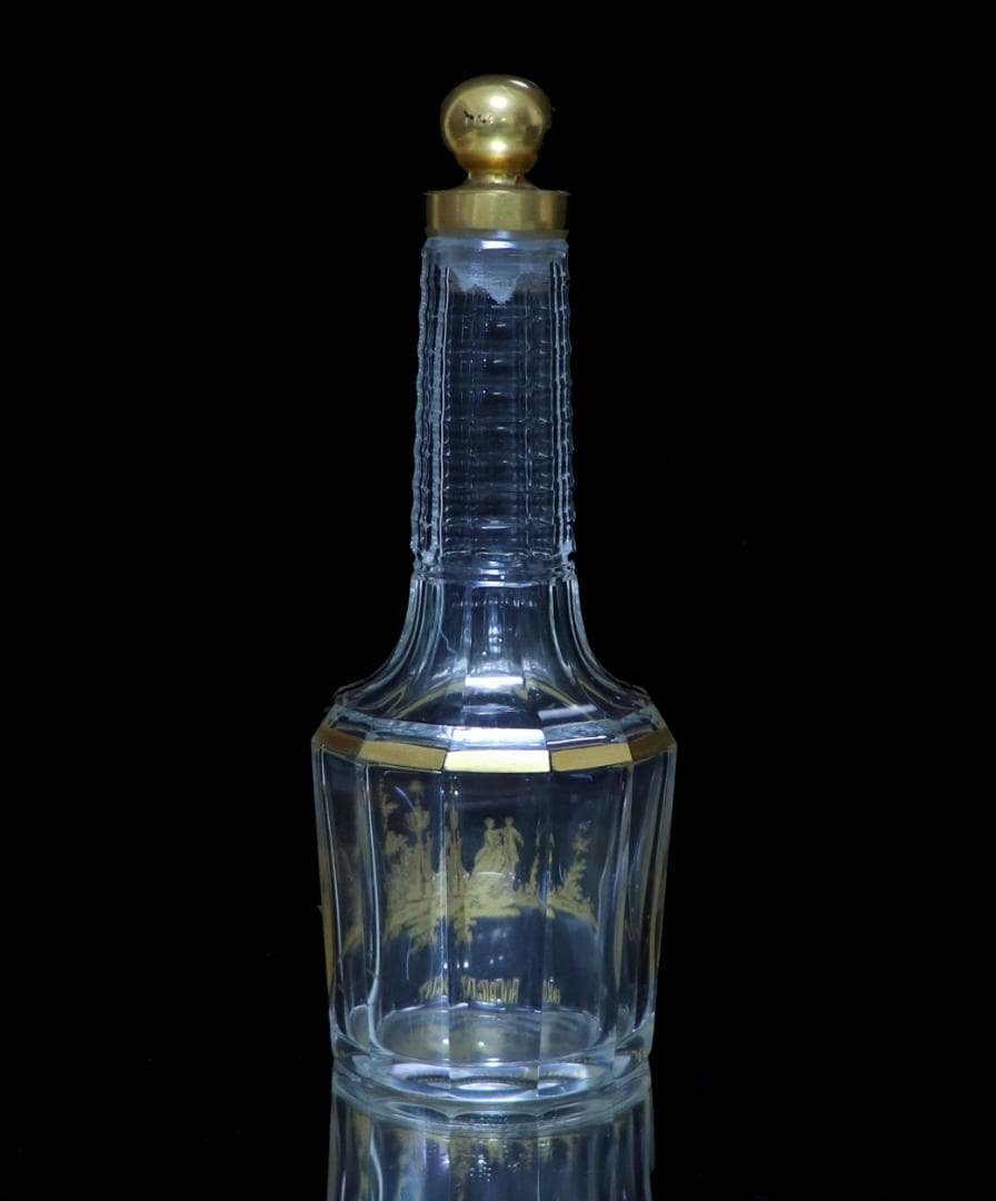 オールド・バカラ 珍品 ルイ15世 マリーレクザンスカ 24金彩多面体大型香水瓶