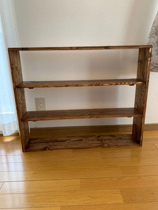 【無垢材】フリーカフェラックワイド　アンティーク　本棚　ブックラック