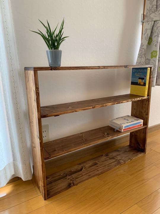 【無垢材】フリーカフェラックワイド　アンティーク　本棚　ブックラック