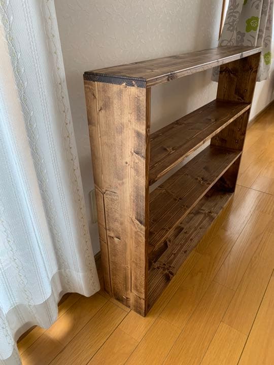 【無垢材】フリーカフェラックワイド　アンティーク　本棚　ブックラック