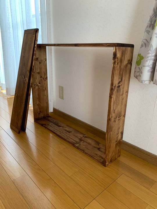 【無垢材】フリーカフェラックワイド　アンティーク　本棚　ブックラック