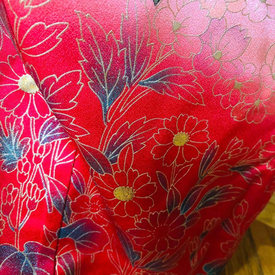 七五三七歳‼正絹可愛いピンクに花々金箔金彩煌びやか際立つ❤️完全フルセット