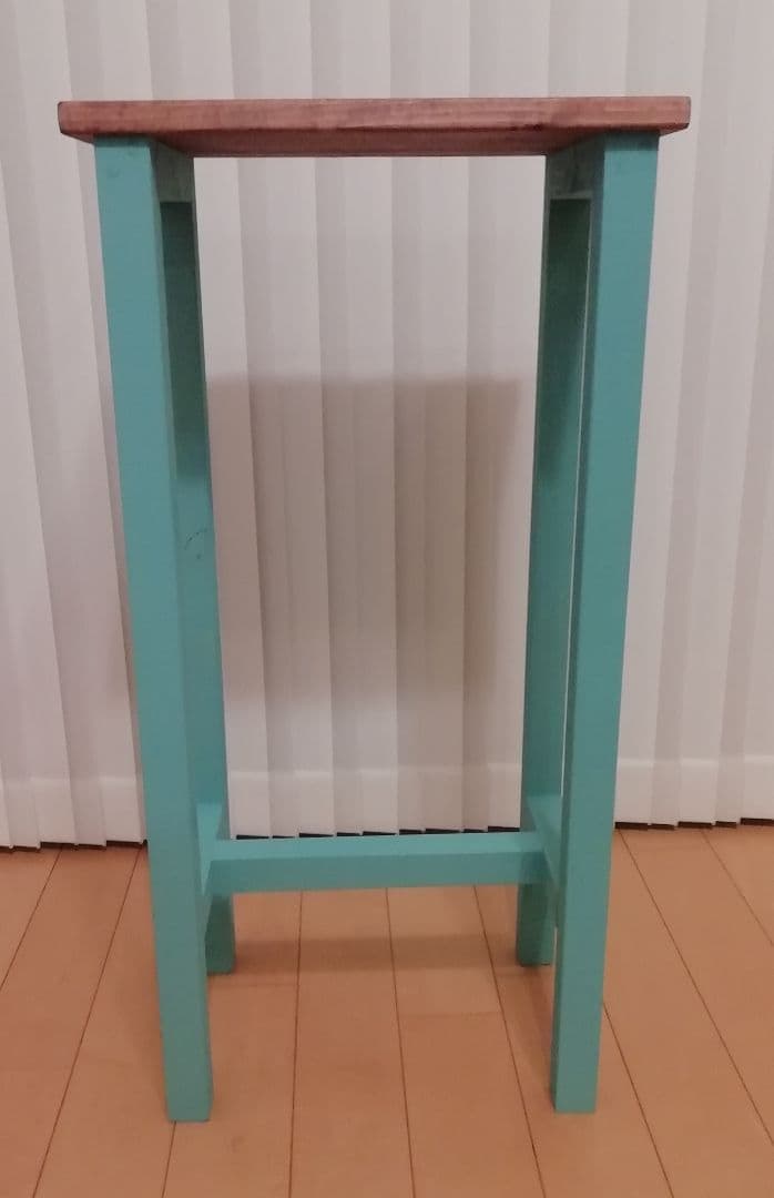 木製/ハンドメイドテーブル/ハイテーブル/ミストグリーン【送料込み】