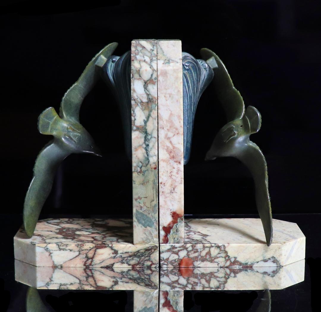 アンティーク1900年頃一点物 大型ブックエンド3kg ペア フランス製大理石台