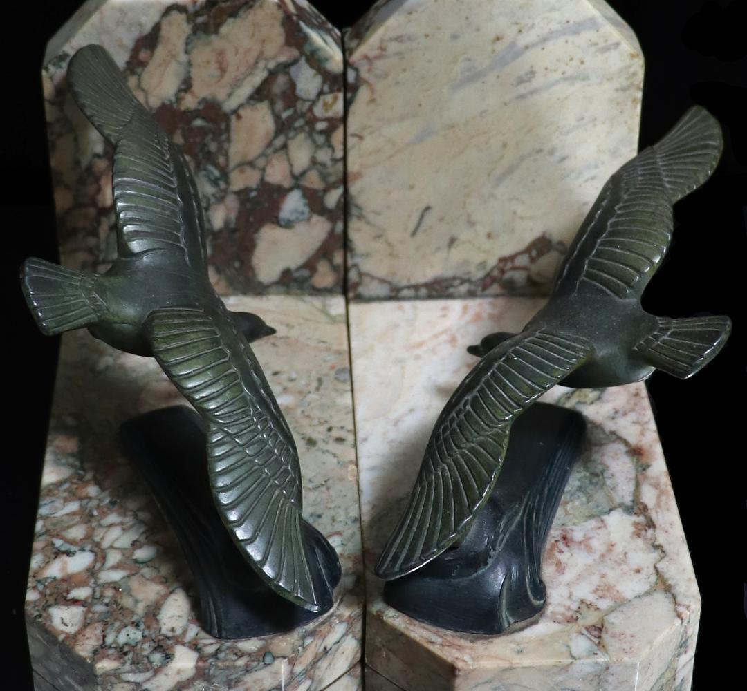 アンティーク1900年頃一点物 大型ブックエンド3kg ペア フランス製大理石台