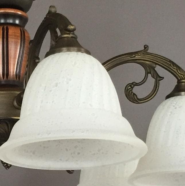 北欧風クラシックガラスシーリングシャンデリア６灯 気泡模様LED対応（1343）