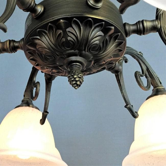 北欧風クラシックガラスシーリングシャンデリア６灯 気泡模様LED対応（1343）