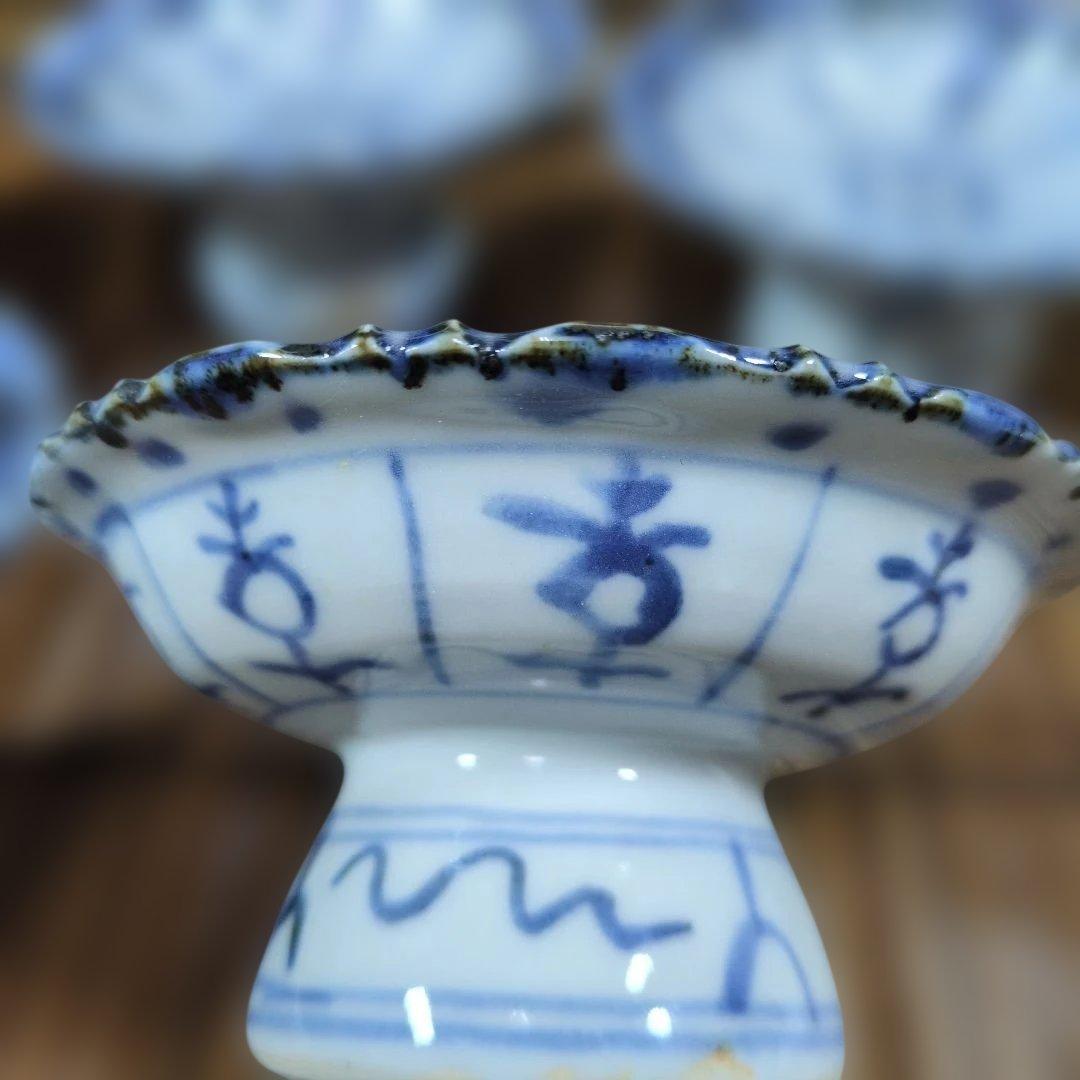 長期保管品 未使用 須田菁華 安南染付台皿 五客