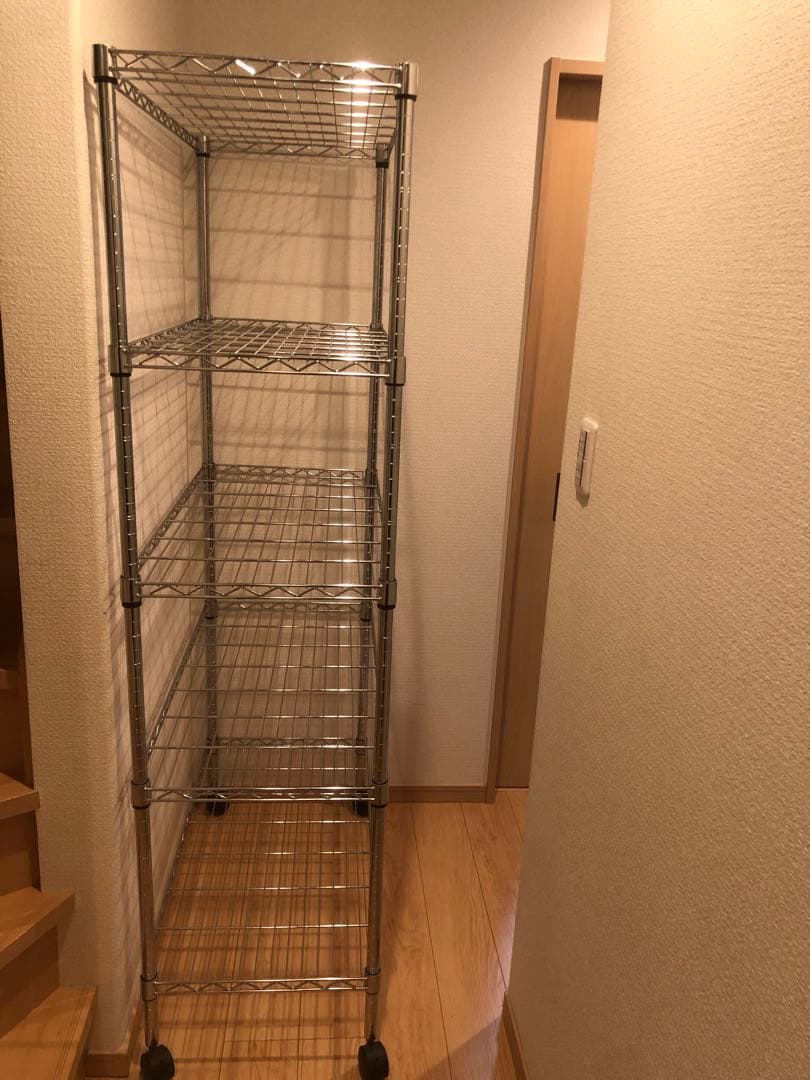 本日限定お値引‼️②5段スチールラック シルバー キャスター付き