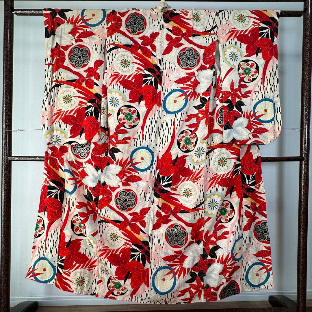 超美品　正絹　赤　ピンク　十三参り　七五三　子供着物　150裄60 アンティーク