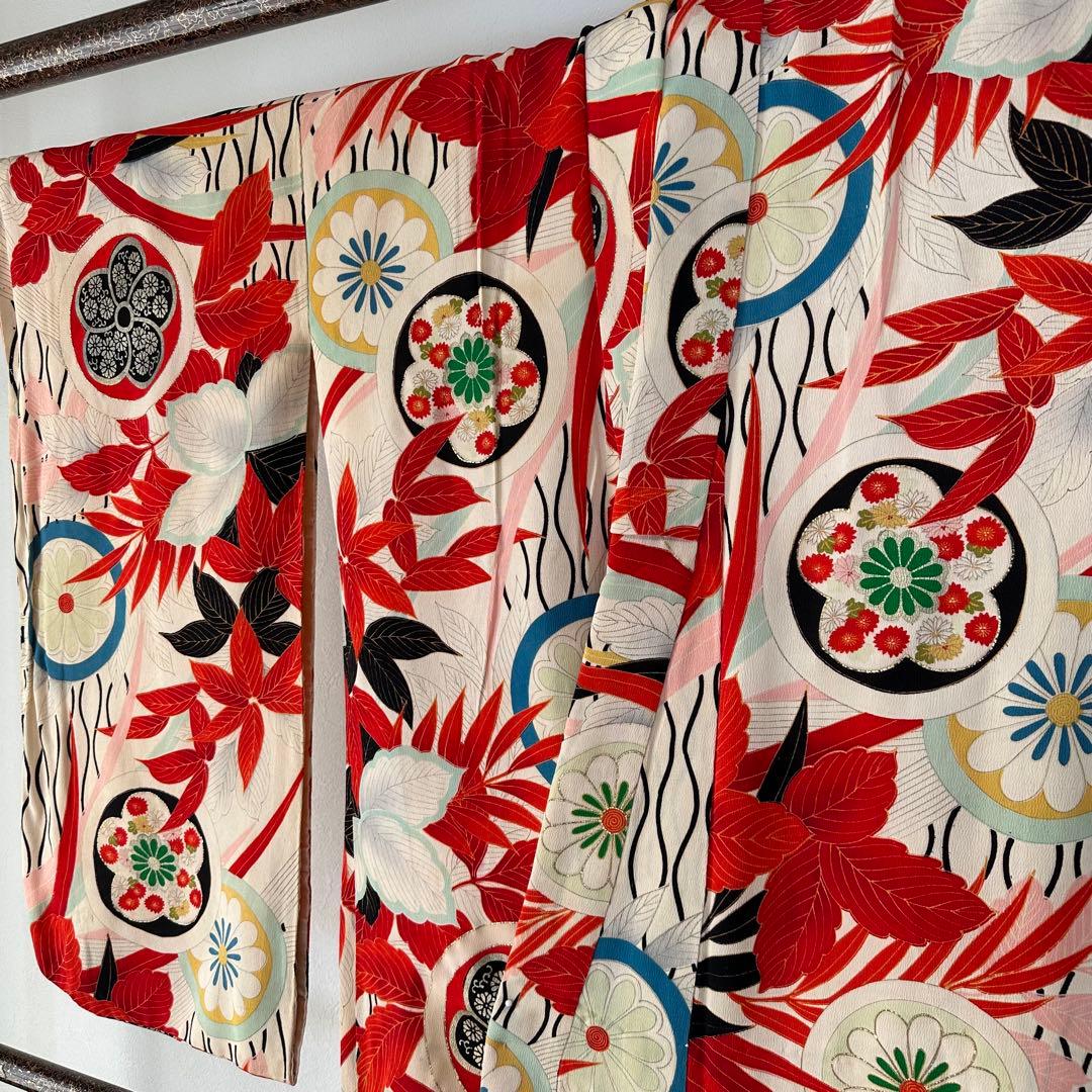 超美品　正絹　赤　ピンク　十三参り　七五三　子供着物　150裄60 アンティーク