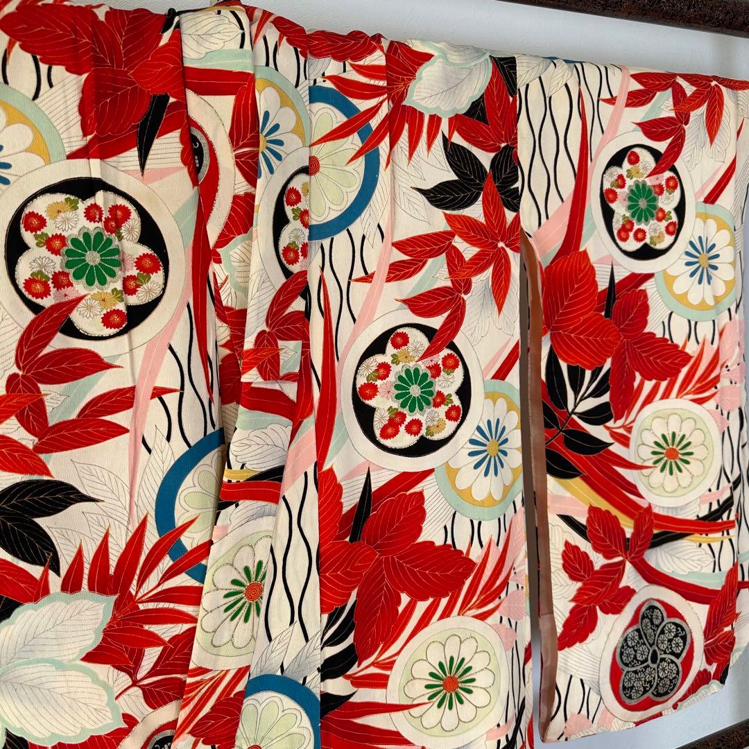 超美品　正絹　赤　ピンク　十三参り　七五三　子供着物　150裄60 アンティーク