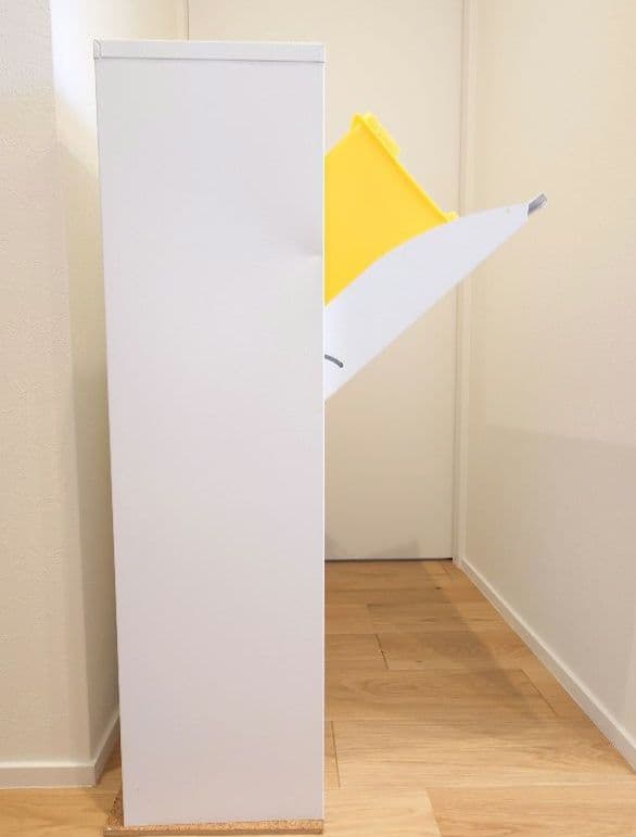 スチール製分別ゴミ箱 薄型 前に開くタイプ 4分別