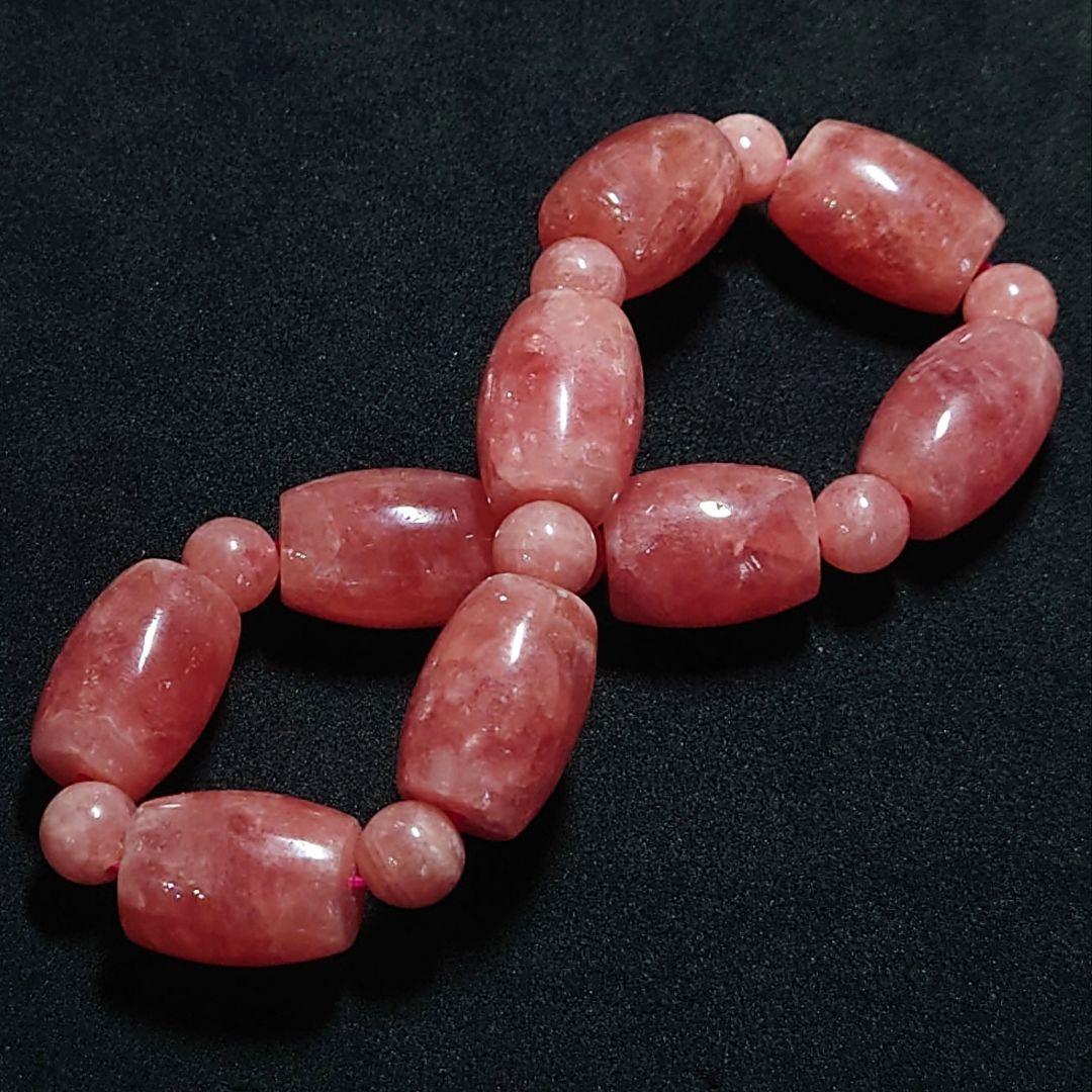 ★大粒！樽型インカローズ 16-18×12ミリ珠 ブレスレット(SA〜SA+)