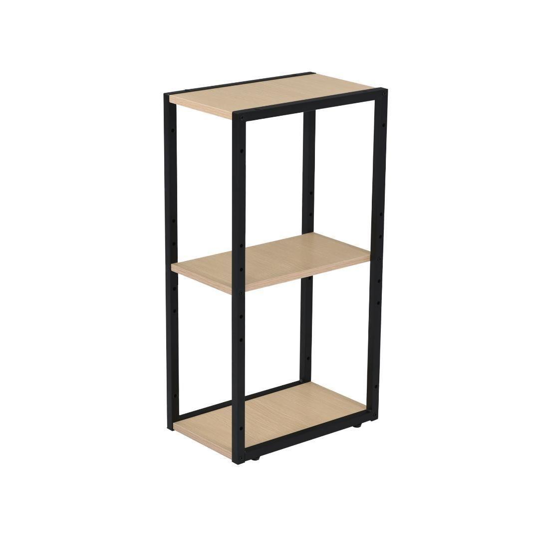 H型パソコンデスク 収納ラック2個付き オフィスデスク【ナチュラル+ブラック】