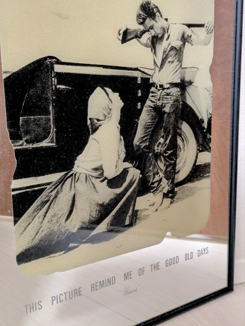 パブミラー　ジェームスディーン　鏡　看板 モノクロ フレームアート　ジャイアンツ