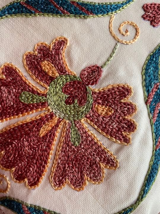 ウズベキスタン製 シルク スザニ刺繍 クッションカバー 45×44 SZN715