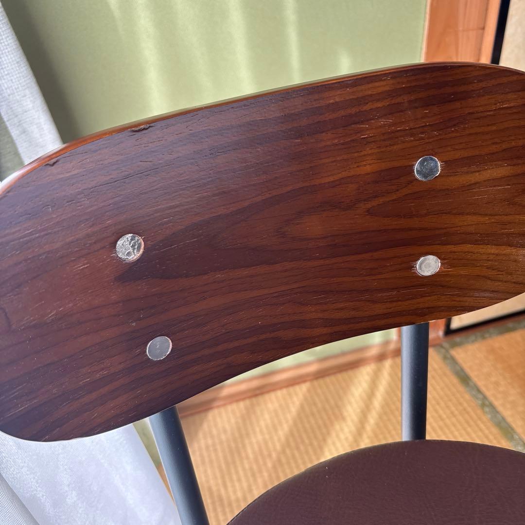 ブラウン バースツール 回転式 木製背もたれ二脚セット - メルカリ