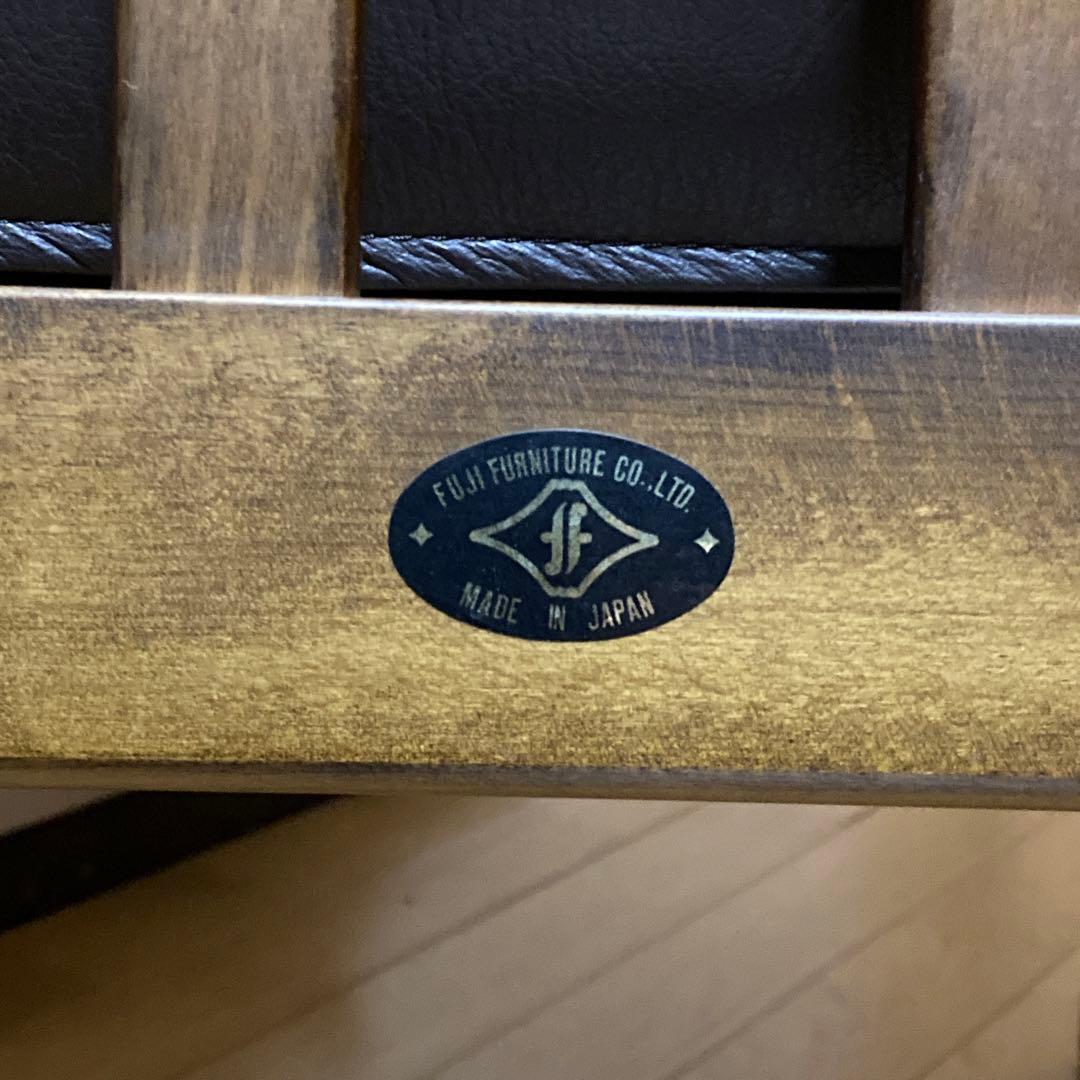 富士ファニチア ビンテージ 本革ラウンジチェア 日本製 ブラウン 引取可