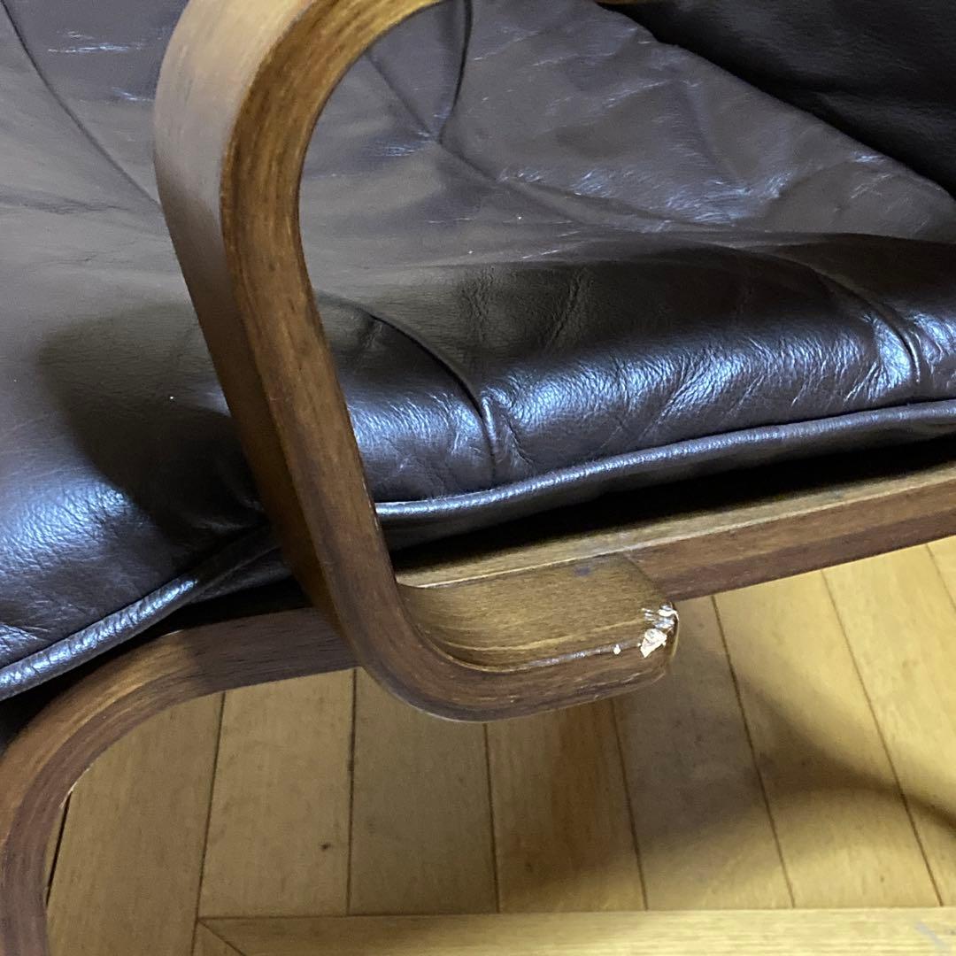 富士ファニチア ビンテージ 本革ラウンジチェア 日本製 ブラウン 引取可