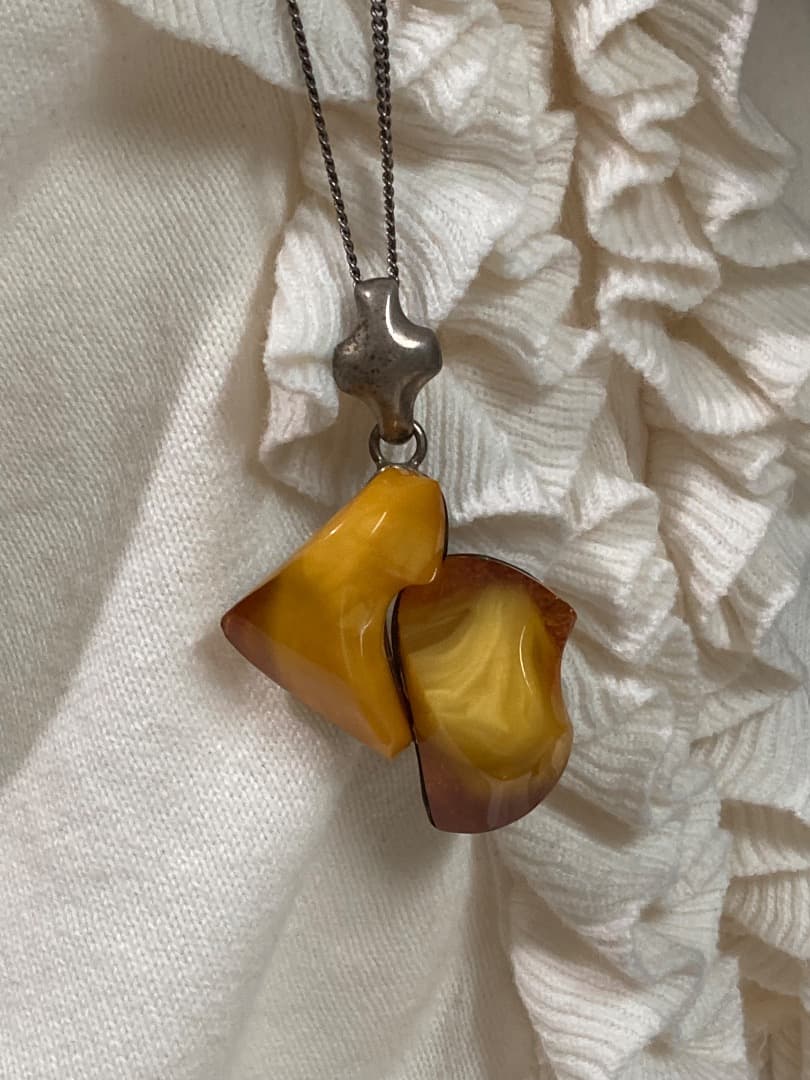 刻印 大型 ロイヤルアンバー デザイン ペンダント トップ