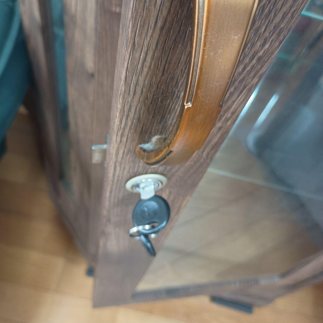 オーク調ガラスキャビネット 4段