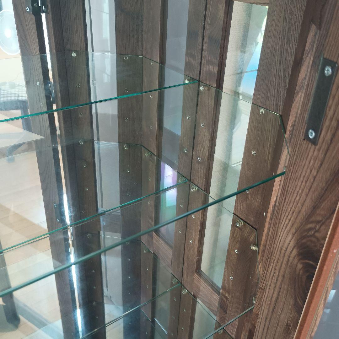 オーク調ガラスキャビネット 4段