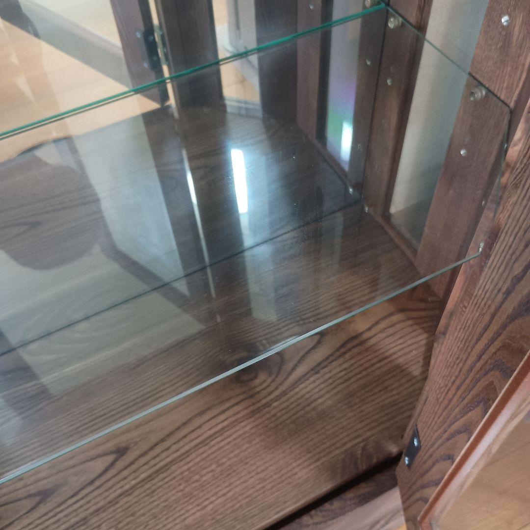 オーク調ガラスキャビネット 4段