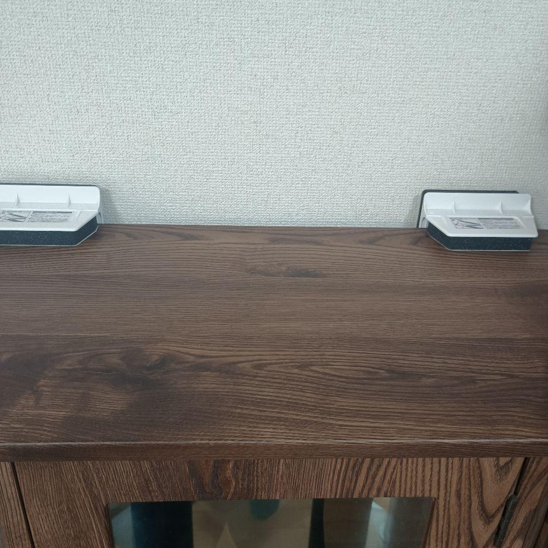 オーク調ガラスキャビネット 4段