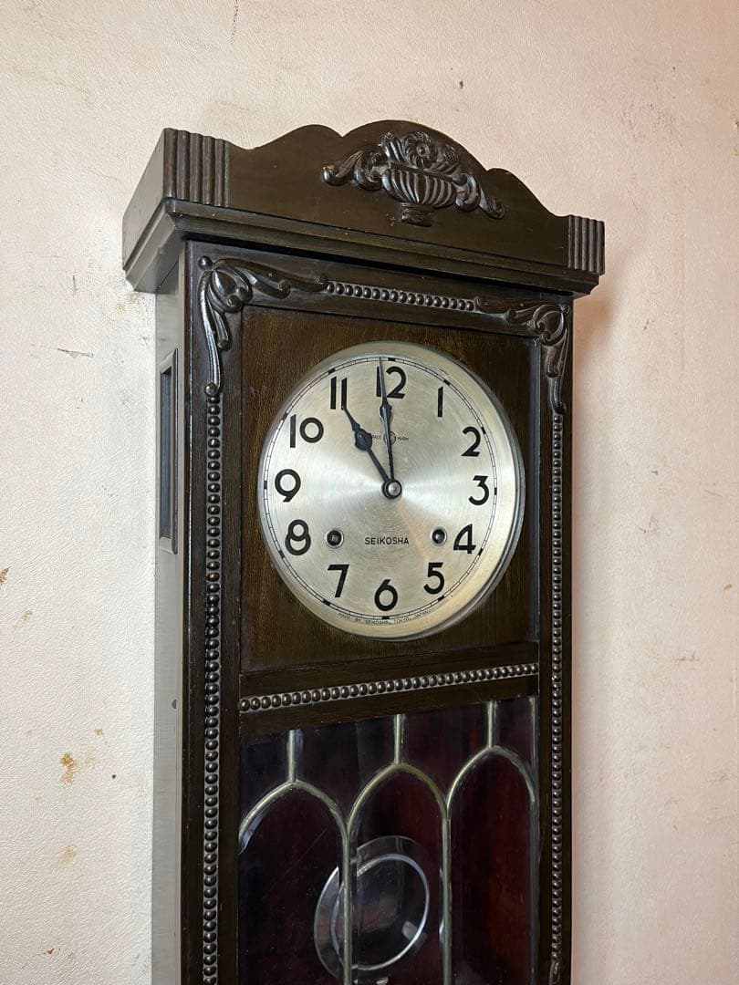 精工舎　アールデコ　柱時計　古時計　振り子　ゼンマイ　ボンボン　レトロ　雑貨