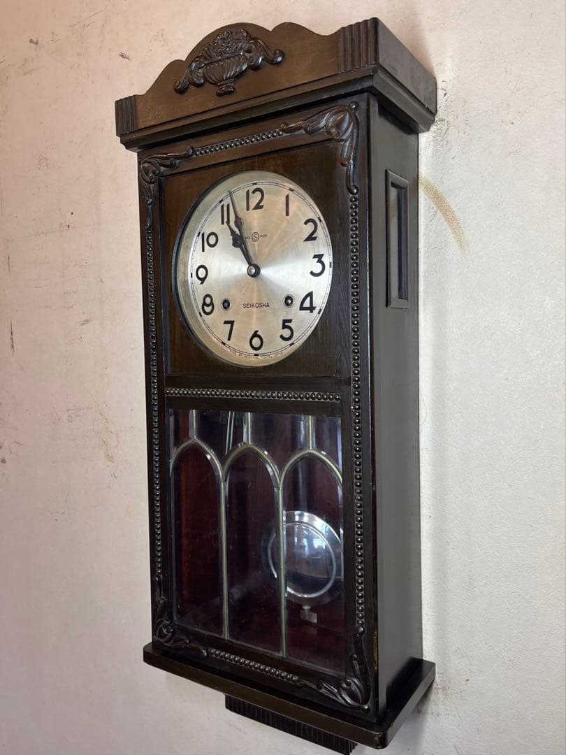 精工舎　アールデコ　柱時計　古時計　振り子　ゼンマイ　ボンボン　レトロ　雑貨