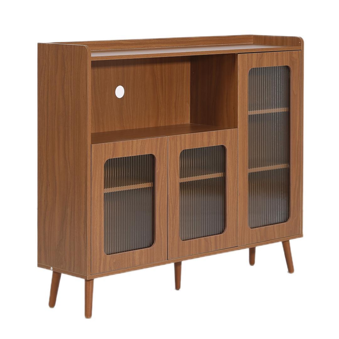 【ブラウン】キャビネット サイドボード 食器棚 キッチン 大容量 収納棚