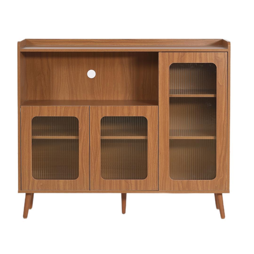 【ブラウン】キャビネット サイドボード 食器棚 キッチン 大容量 収納棚