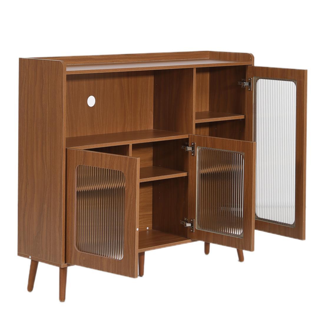 【ブラウン】キャビネット サイドボード 食器棚 キッチン 大容量 収納棚