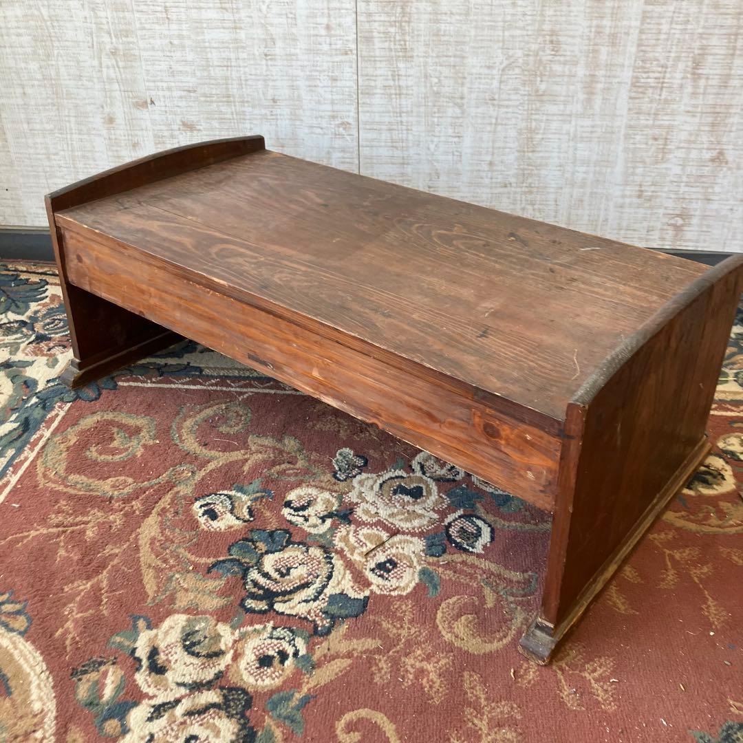 昭和レトロ アンティーク 古家具 木製文机 引き出し付き座卓 書斎机